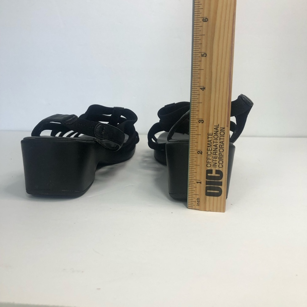 Fanfares Joey Womens Black Elastic Cage Strap Wedge Slingback Sandals Size 9.5 - Picture 7 of 7